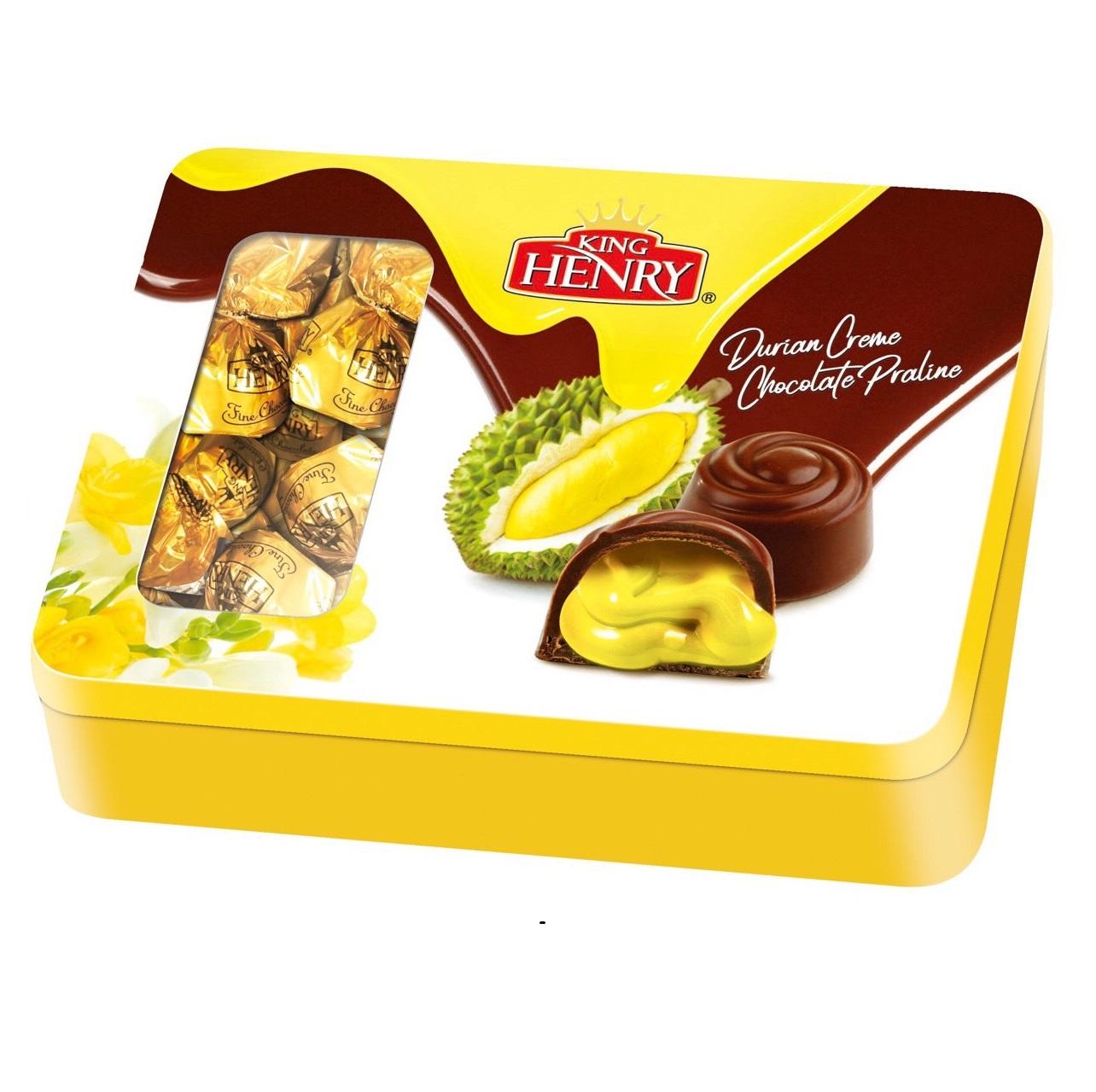 Bánh King Henry Durian Creme Chocolate Praline 316g -màu vàng