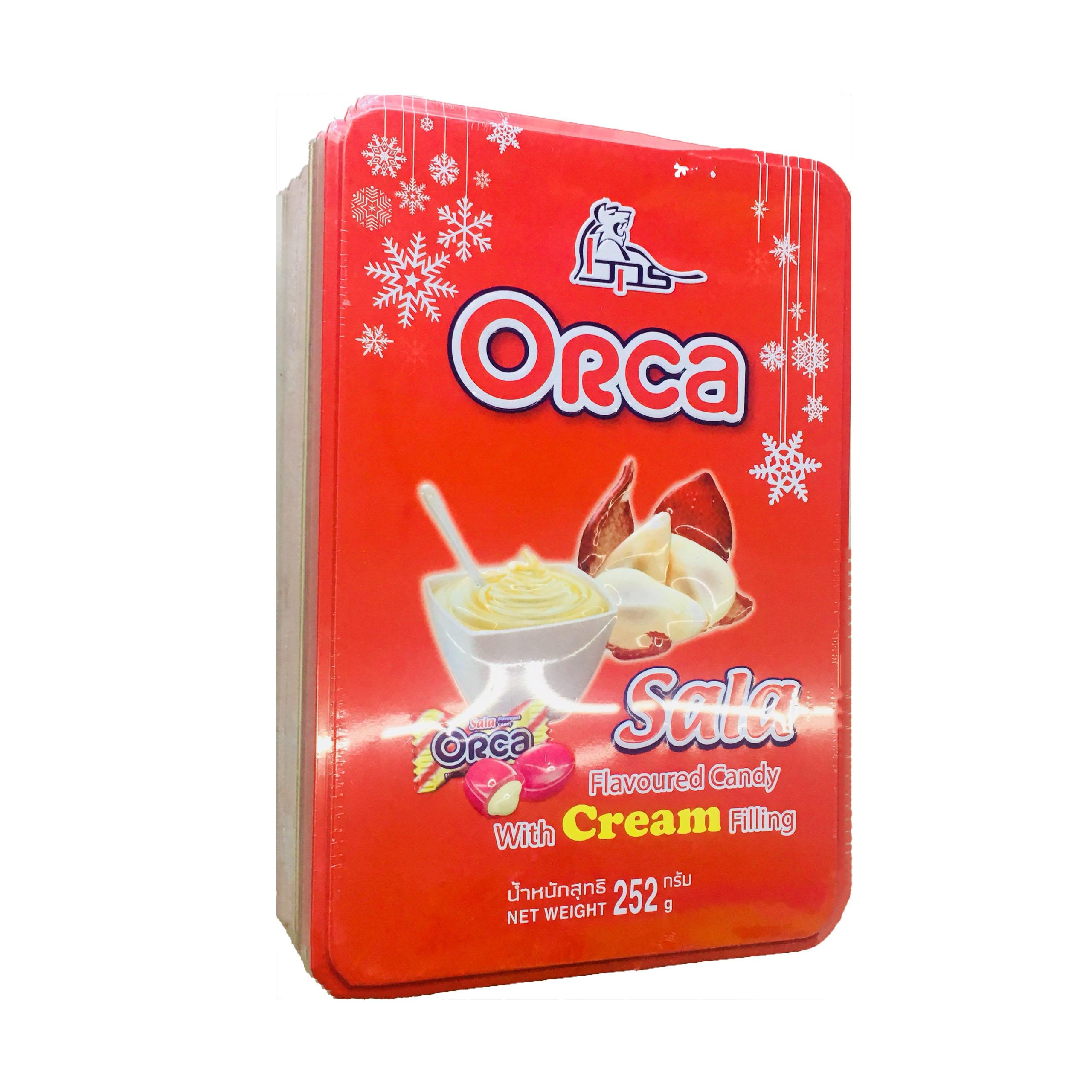 Kẹo Orca hương Sala nhân kem-Thái Lan, hộp thiếc 252g